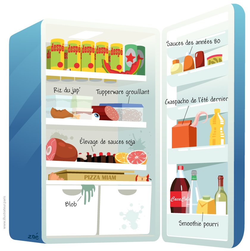 illustration frigo bureau