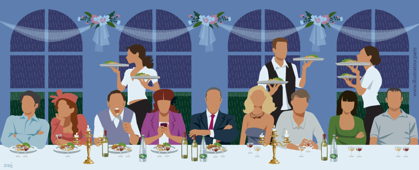 illustration mariage diner