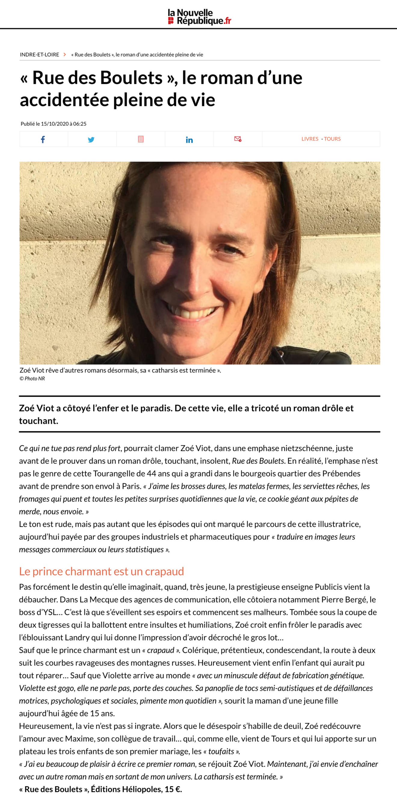 interview Nouvelle République Zoé Viot